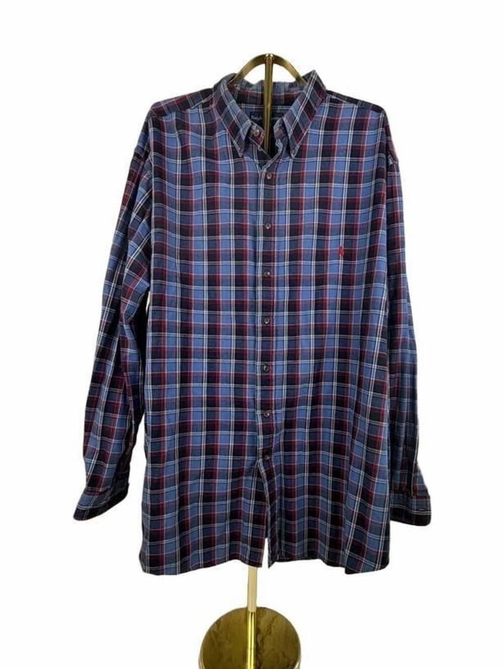 Ralph Lauren Classic Fit Blue Plaid Long Sleeve Button Down Shirt 3XLT